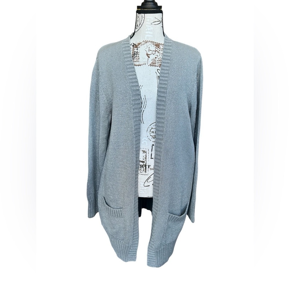 Old Navy long gray with metallic silver cardigan size XL